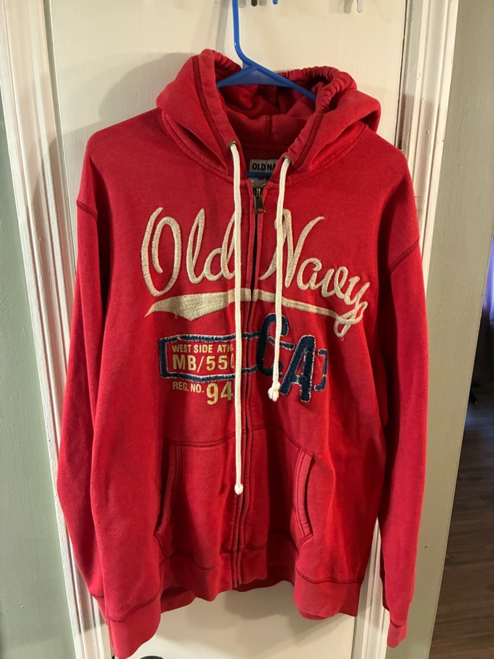 Old Navy Men’s XXL Red Full Zip Up Hoodie Sweatshirt Jacket